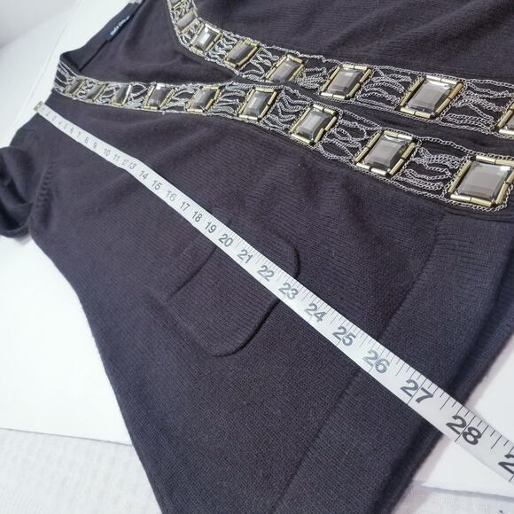 Dolce Cabo Knit Wool Cashmere Blend Chains Jeweled Cardigan - Picture 6 of 14